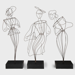 Set of Three Wire Sculptures